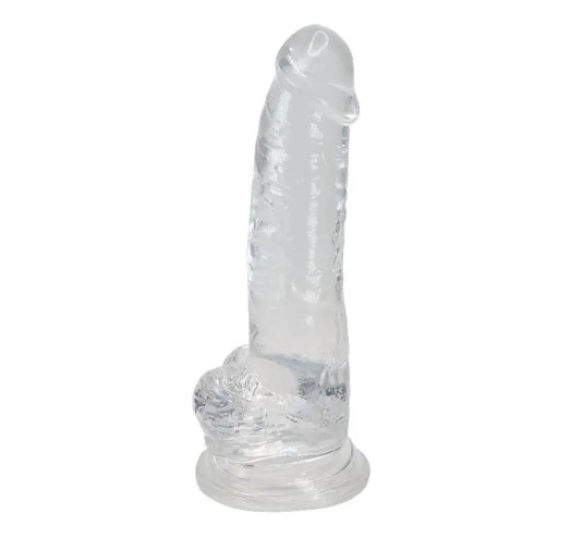 Przezroczyste silikonowe żylaste dildo  20,6 cm